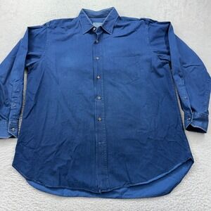 Hilditch & Key Mens 17 43cm 100% Cotton Long Sleeve Button Up Shirt Blue